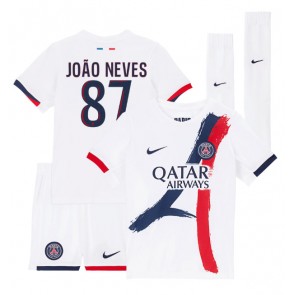 Paris Saint-Germain Joao Neves #87 Dětské Venkovní dres komplet 2024-25 Krátký Rukáv (+ trenýrky)